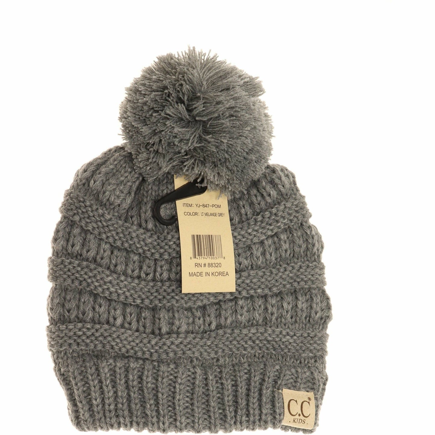 Kids Solid Pom CC Beanie