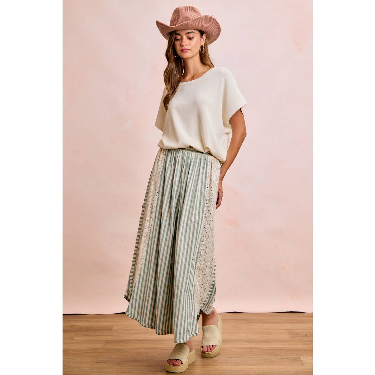 Wide Leg Pants w/eyelet lace