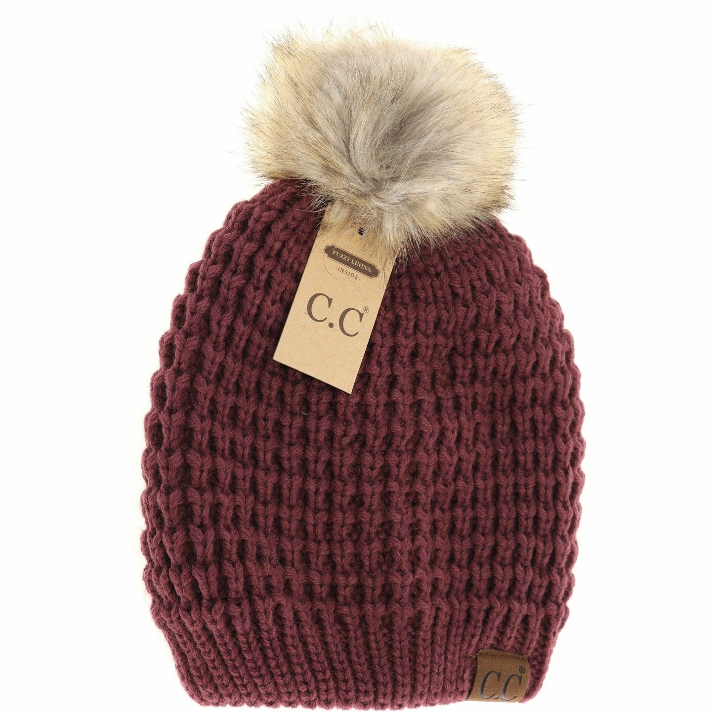 C.C Beanie Waffle Stitch w/Pom Pom