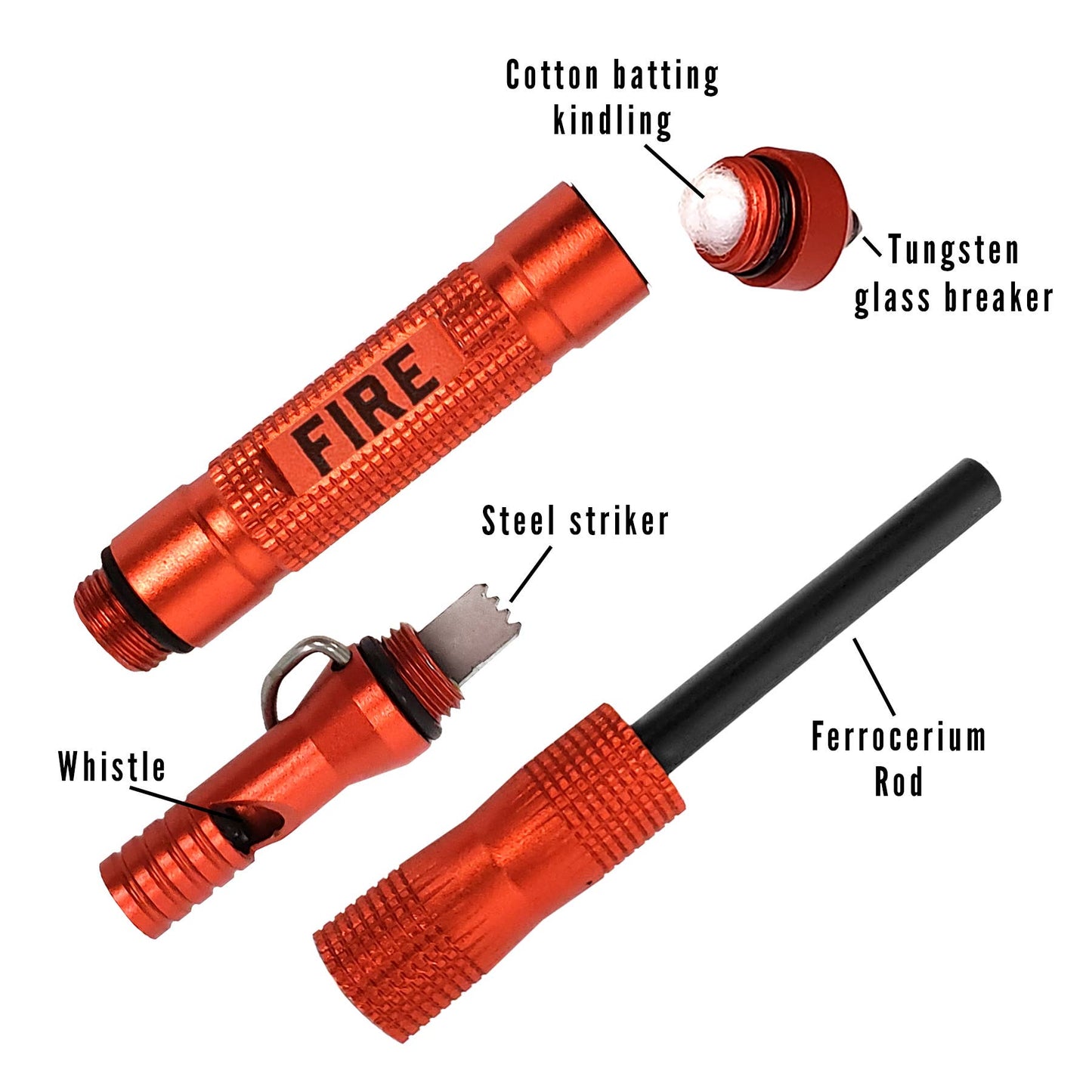 Emergency Fire Starter Pocket Fire Starter w/ Whistle