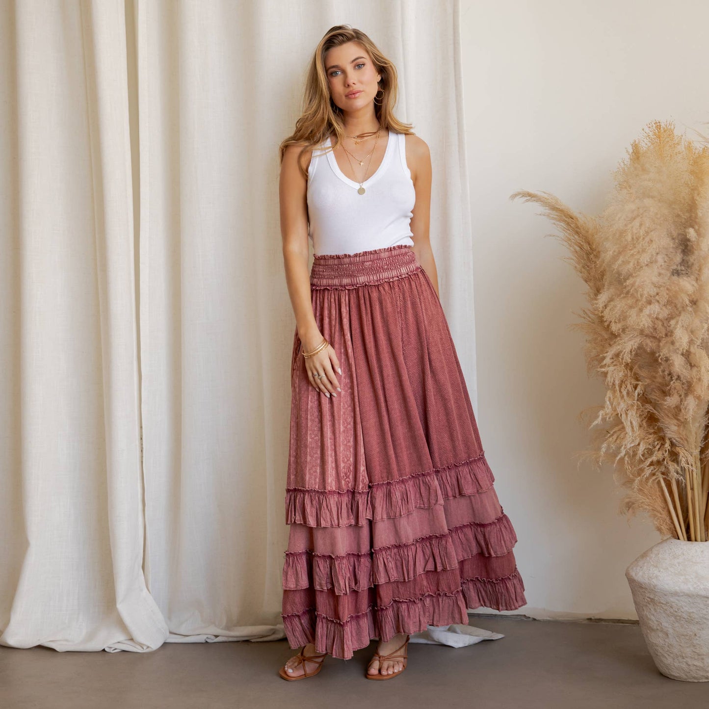 Ruffled Tiered Maxi Skirt
