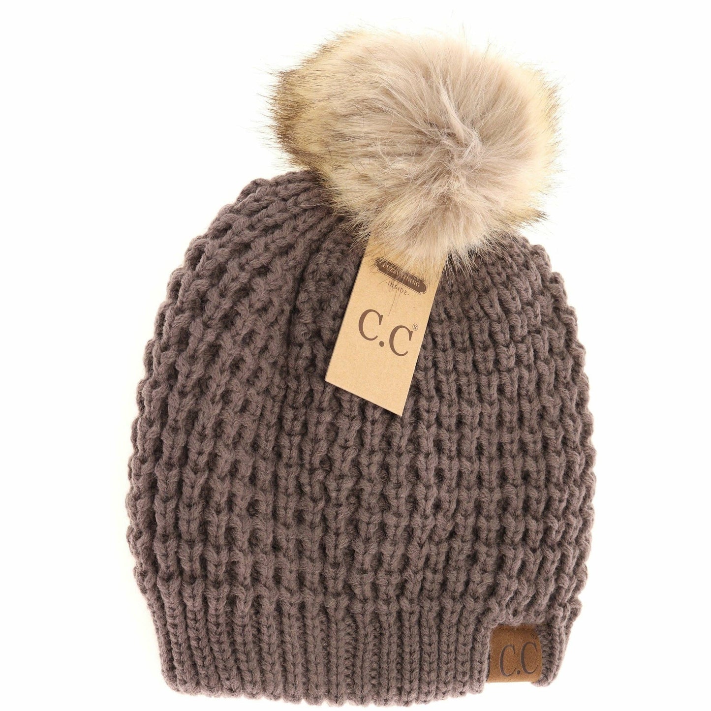 C.C Beanie Waffle Stitch w/Pom Pom