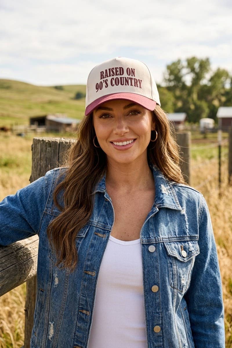 Raised On 90's Country Two Tone Snapback Hat Zenana Consgt.