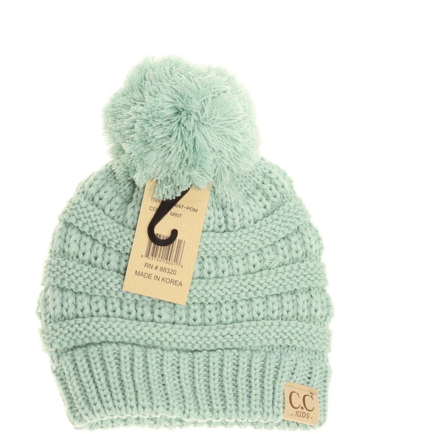 Kids Solid Pom CC Beanie