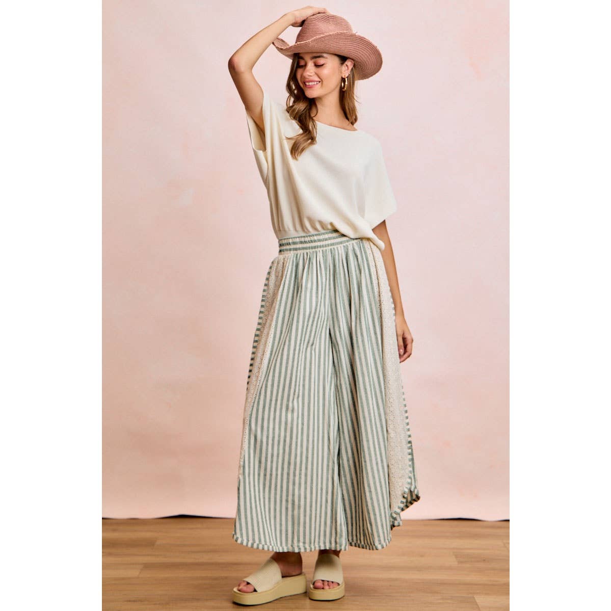 Wide Leg Pants w/eyelet lace