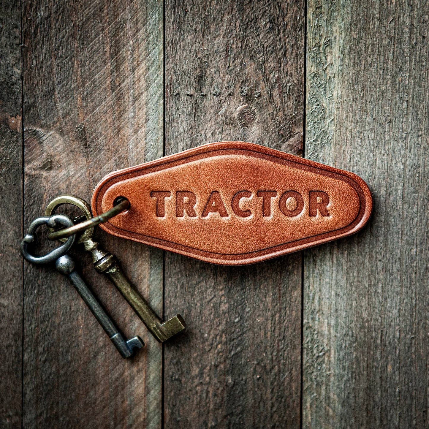 Tractor Leather Keychain