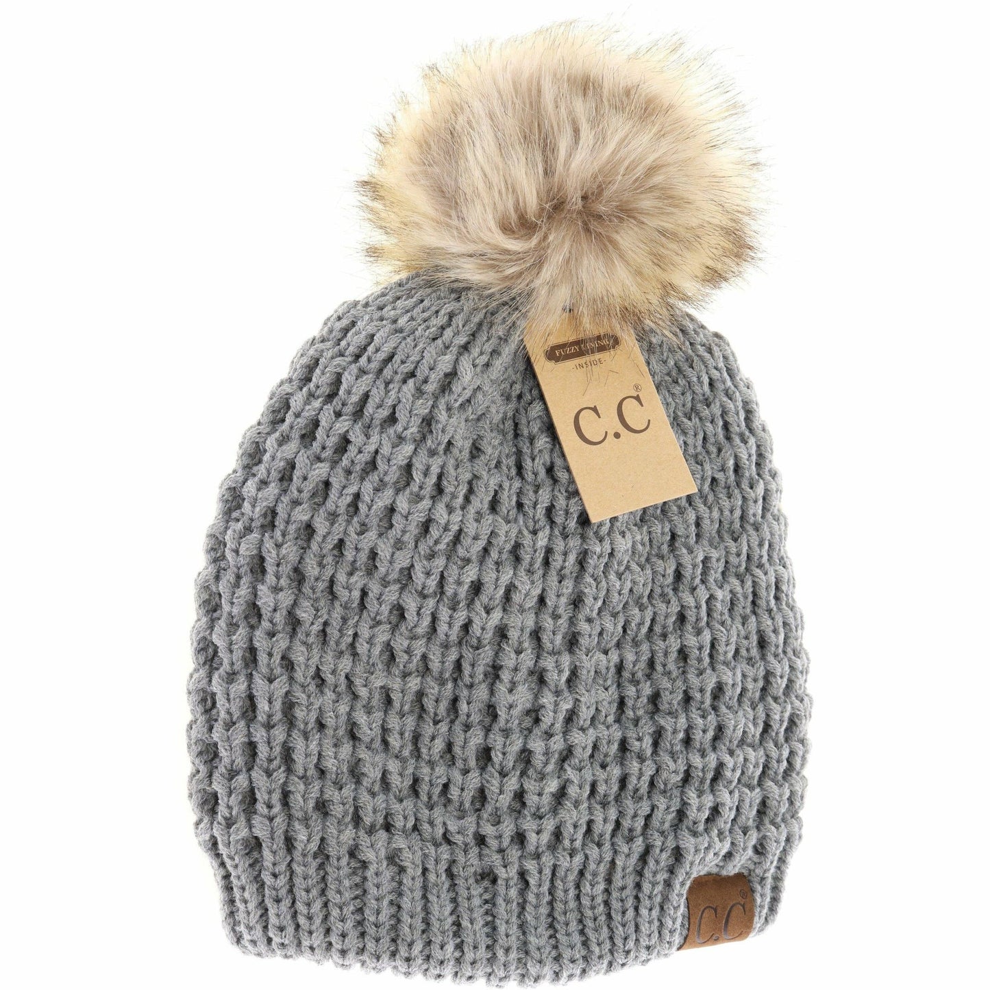 C.C Beanie Waffle Stitch w/Pom Pom