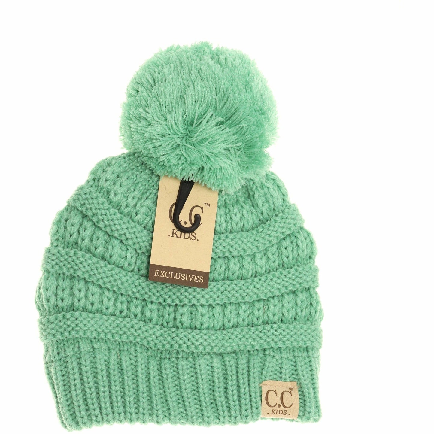 Kids Solid Pom CC Beanie