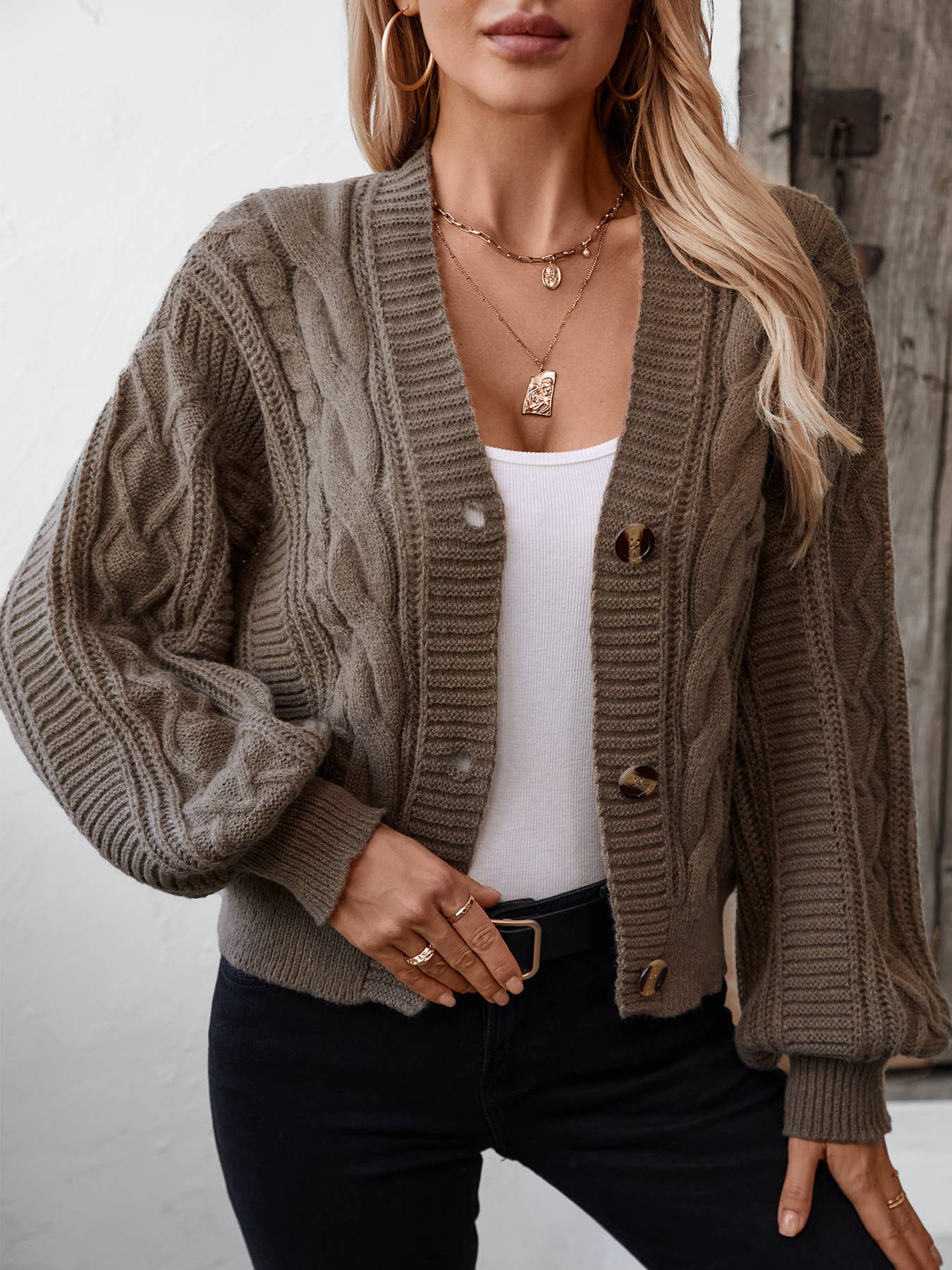 Cardigan w/Balloon Sleeves