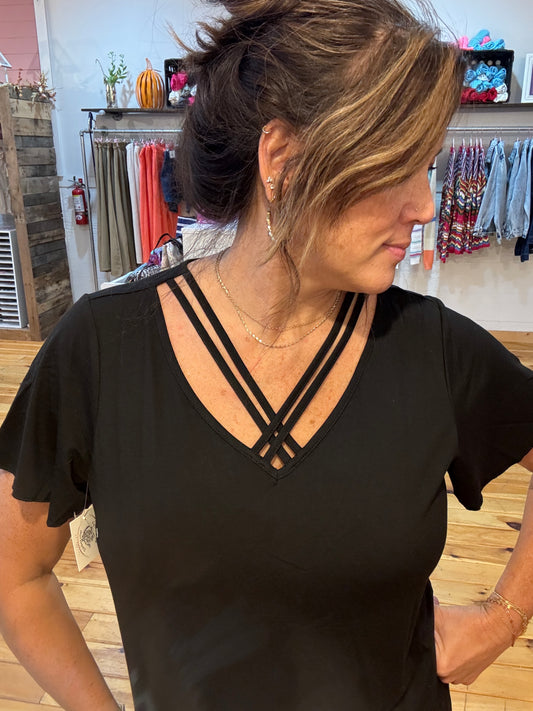 Black Criss Cross Top