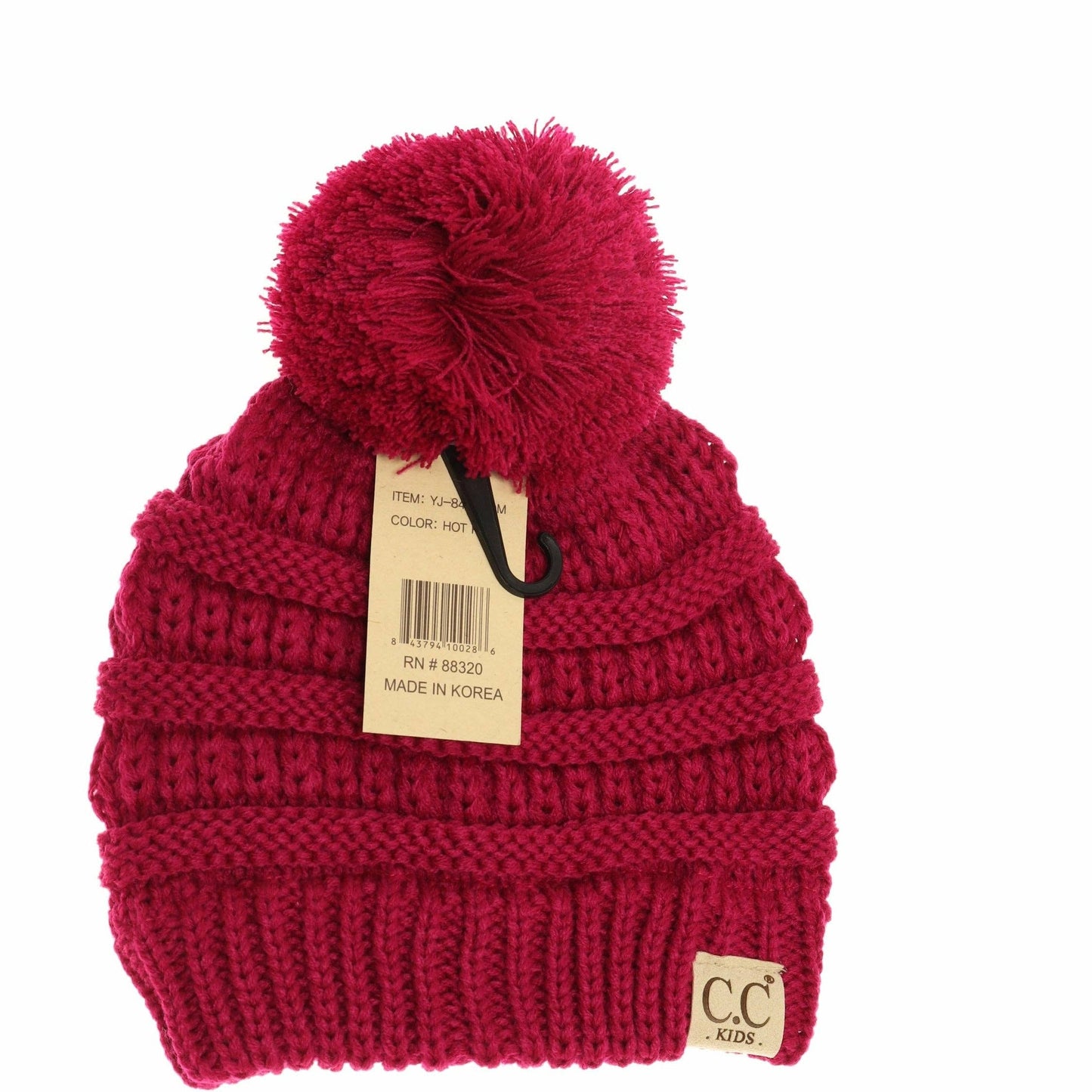 Kids Solid Pom CC Beanie