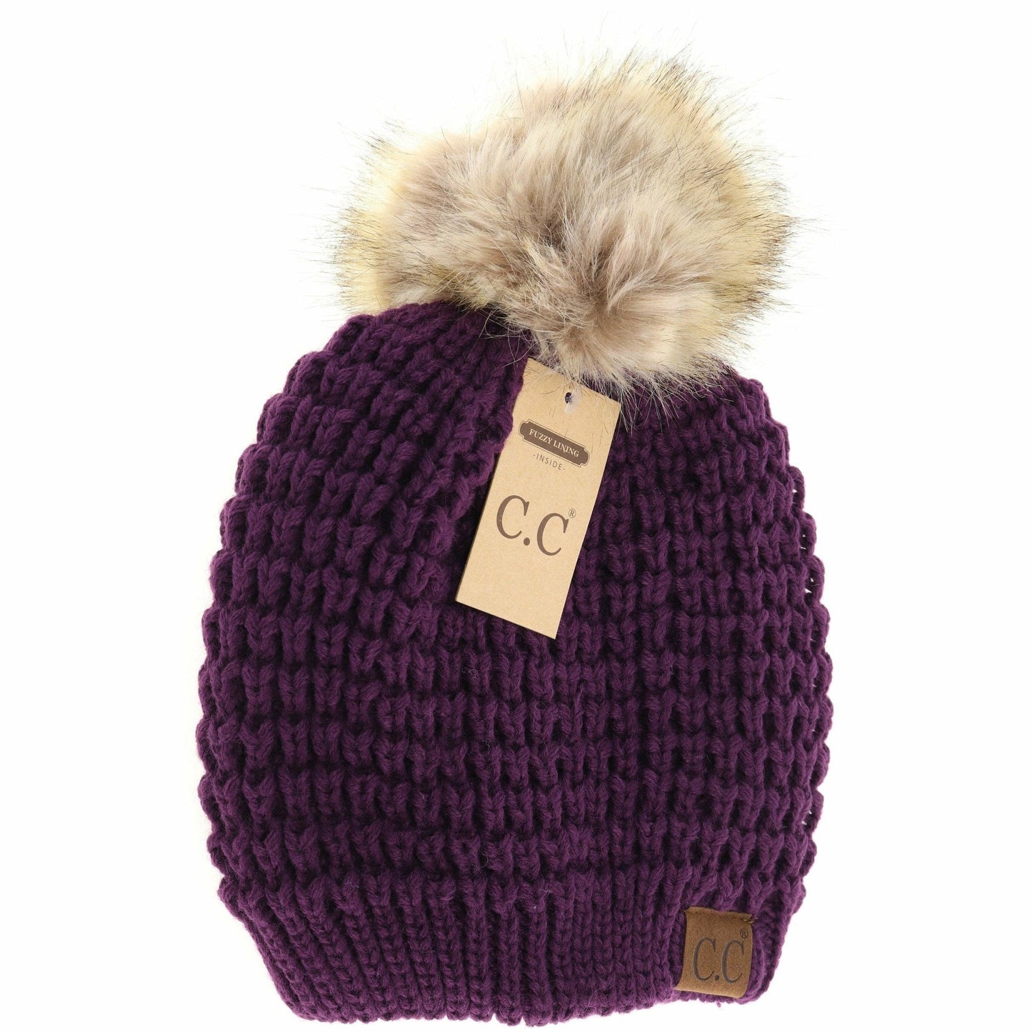 C.C Beanie Waffle Stitch w/Pom Pom