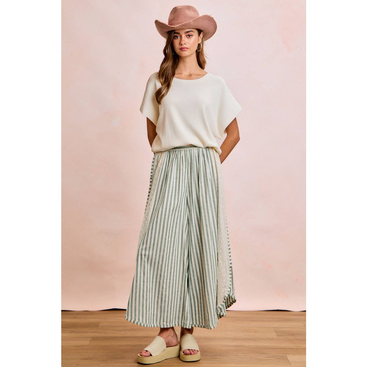 Wide Leg Pants w/eyelet lace