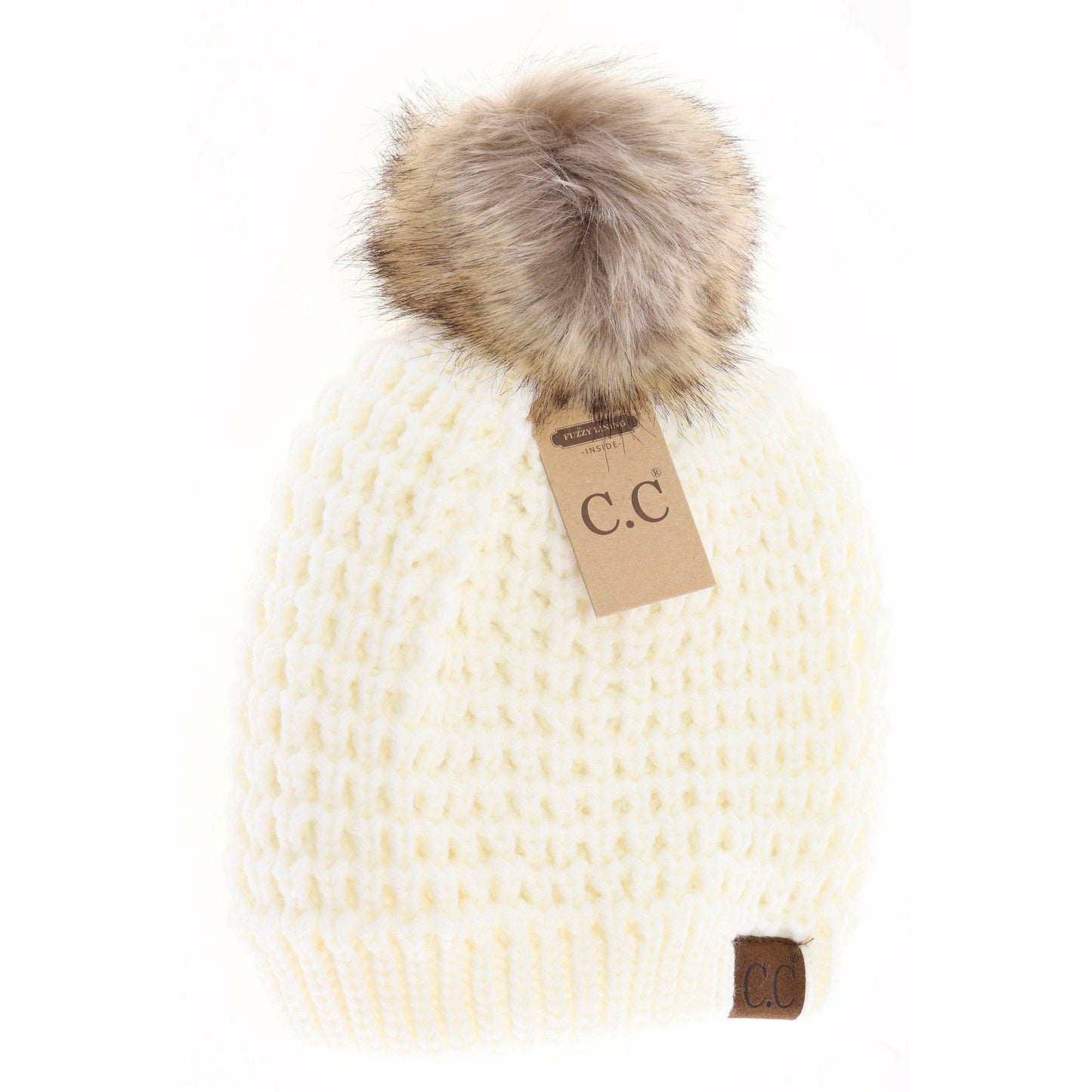 C.C Beanie Waffle Stitch w/Pom Pom