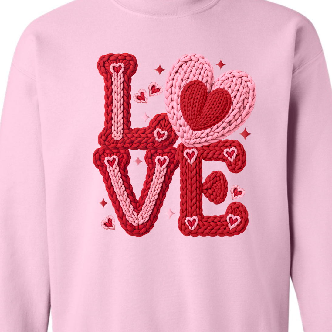 Faux Crochet Valentines Sweatshirt