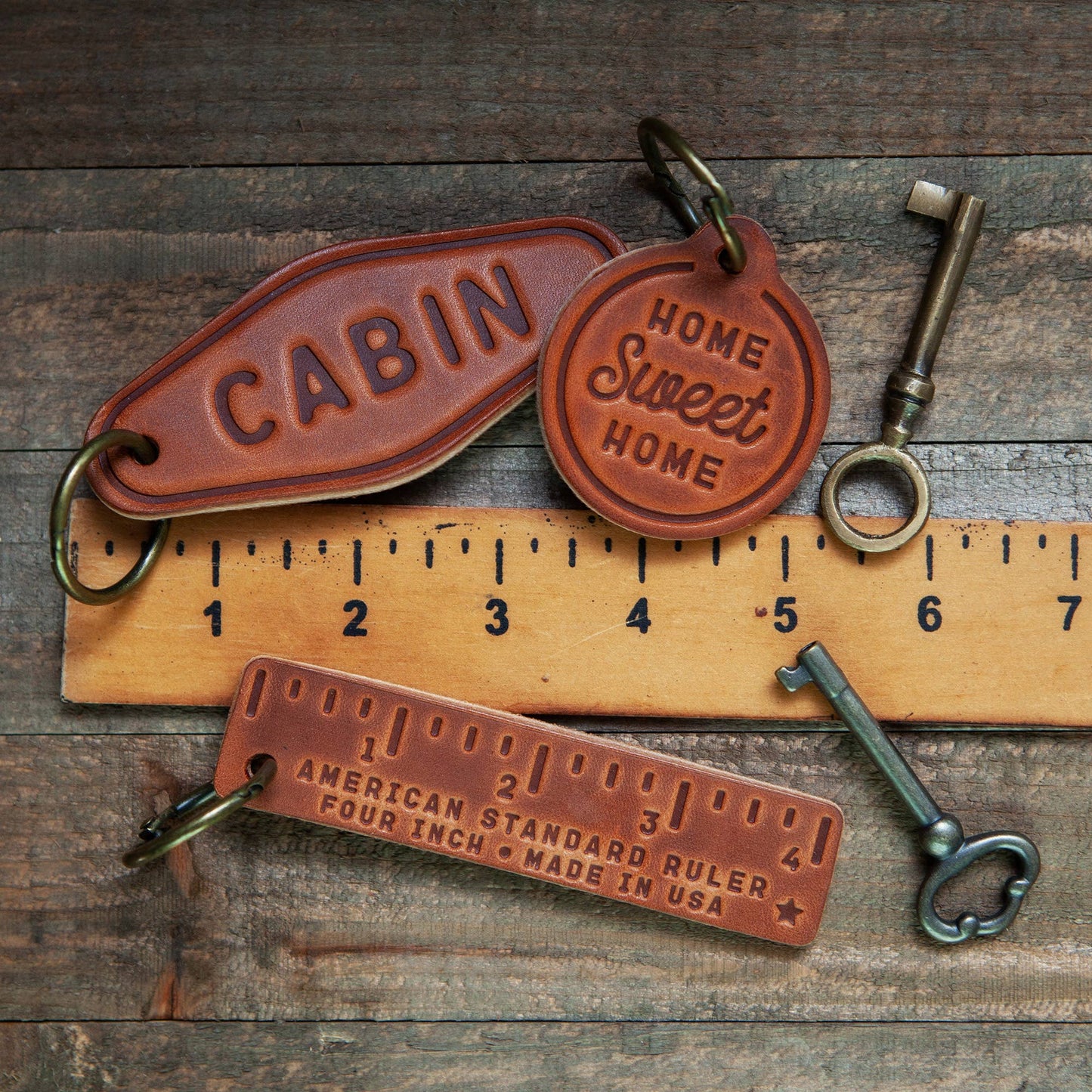 Tractor Leather Keychain