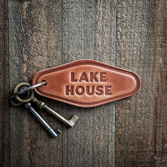 Lake House Leather Keychain