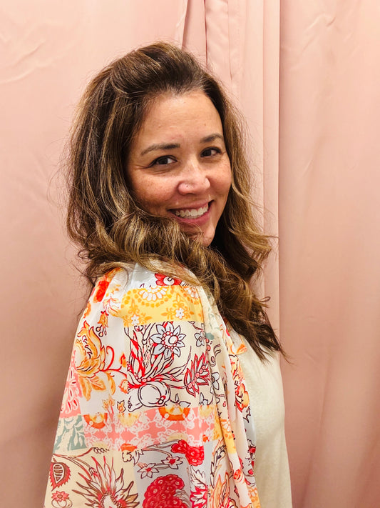 Floral Patchwork Batwing Top
