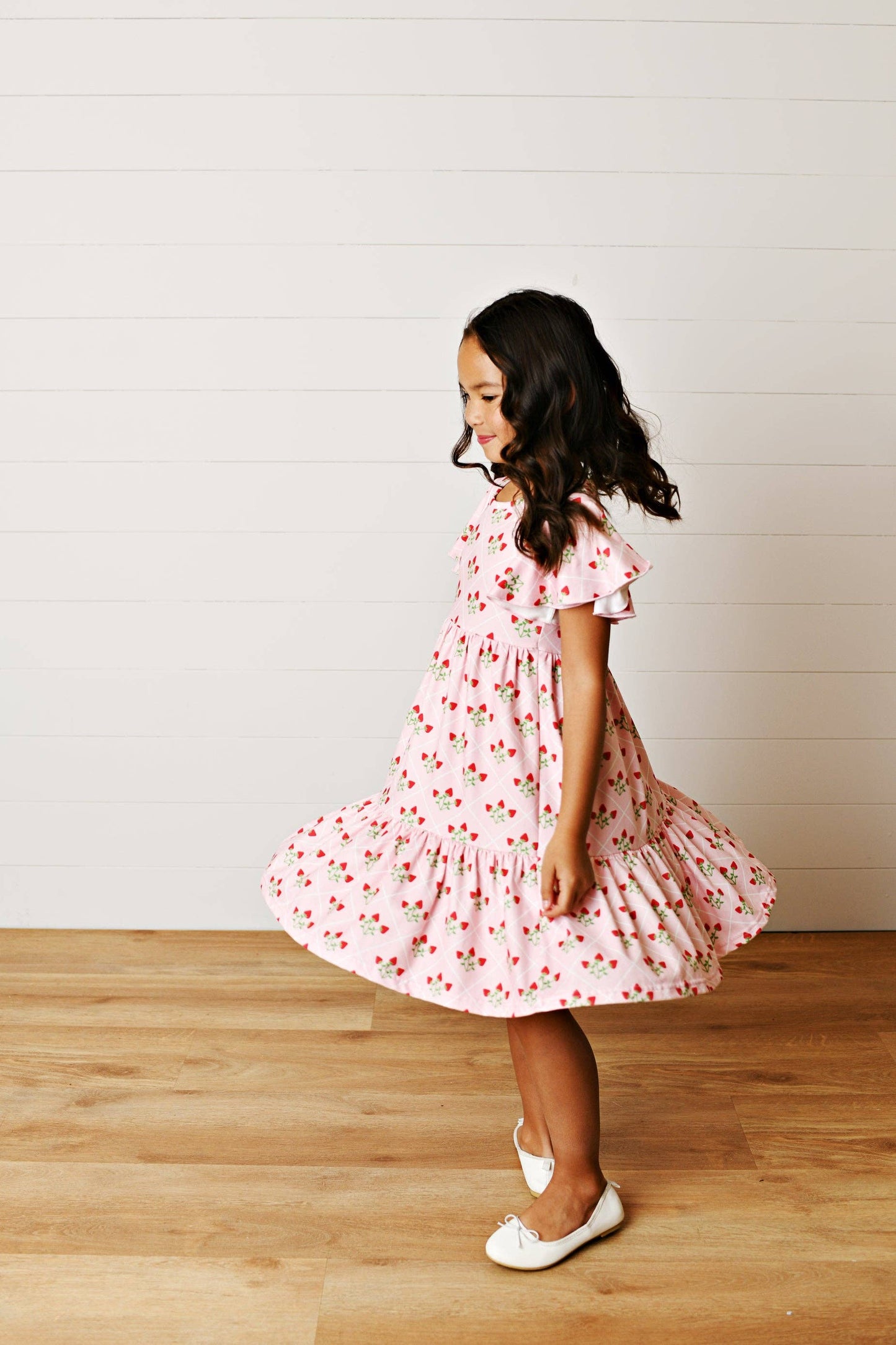 Strawberry Flutter Sleeve Dress