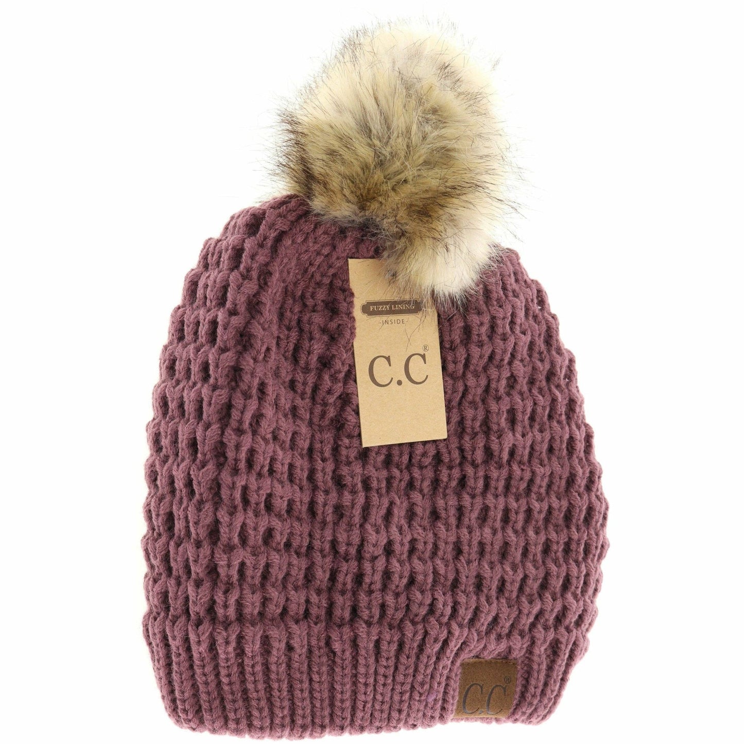 C.C Beanie Waffle Stitch w/Pom Pom