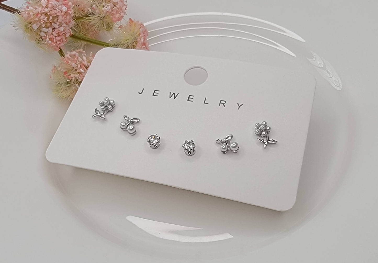 BETTYOH INC - THREE PAIR MINI CHERRY STYLE STUD EARRINGS.