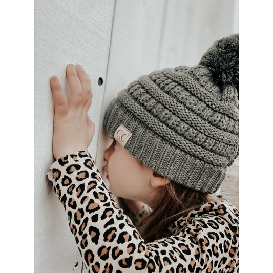 Kids Solid Pom CC Beanie