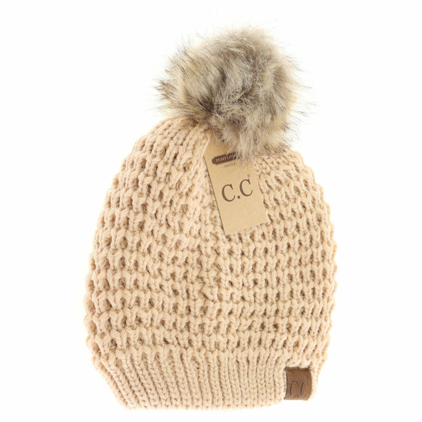 C.C Beanie Waffle Stitch w/Pom Pom