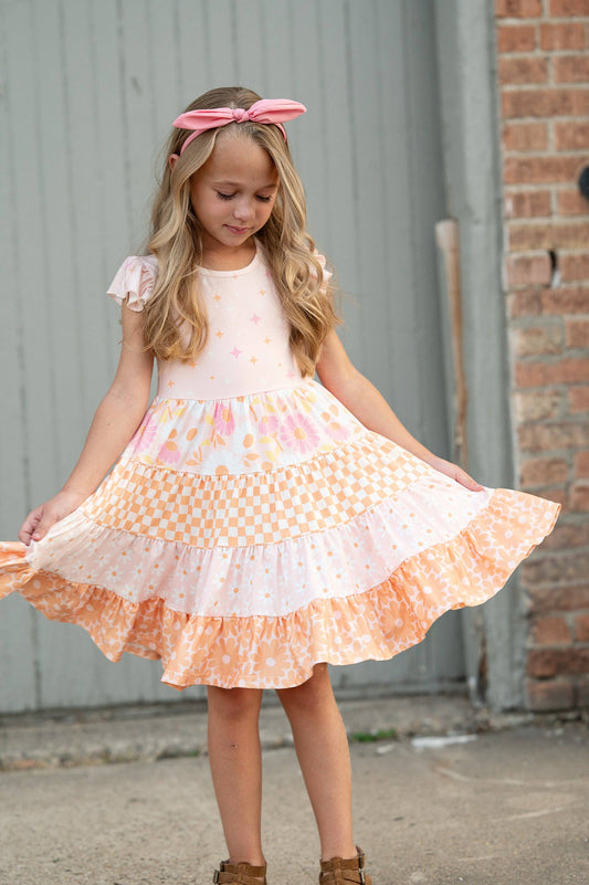 Pink & Tangerine Daisy Dress