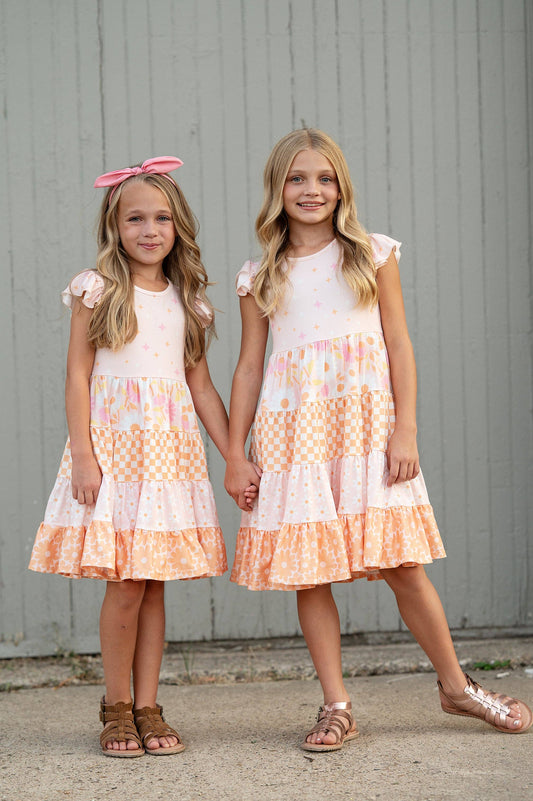 Pink & Tangerine Daisy Dress