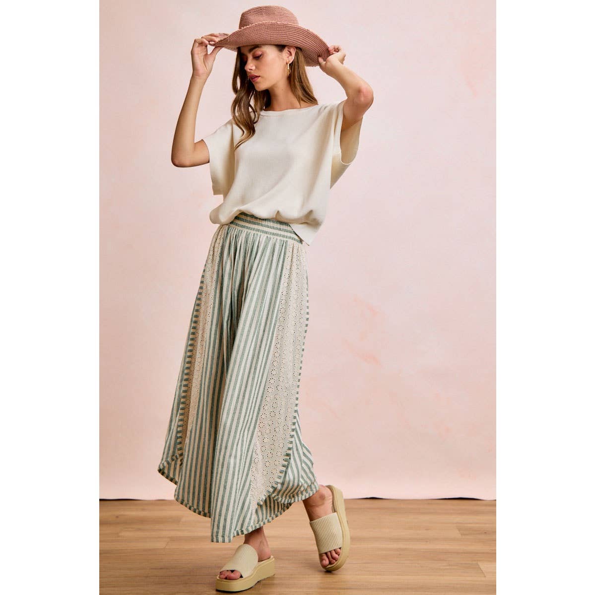 Wide Leg Pants w/eyelet lace