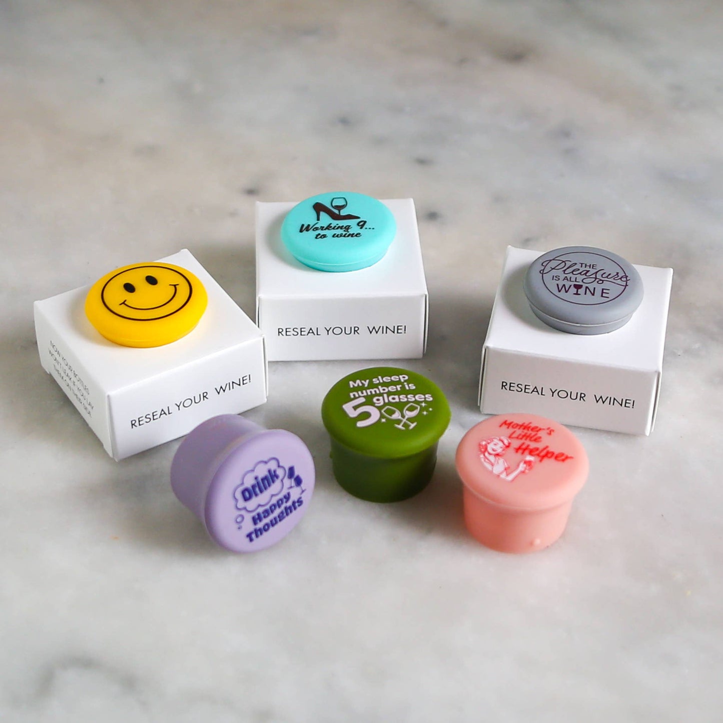CapaBunga® - Wine Cap Counter Display | Retro Color Wine Stoppers