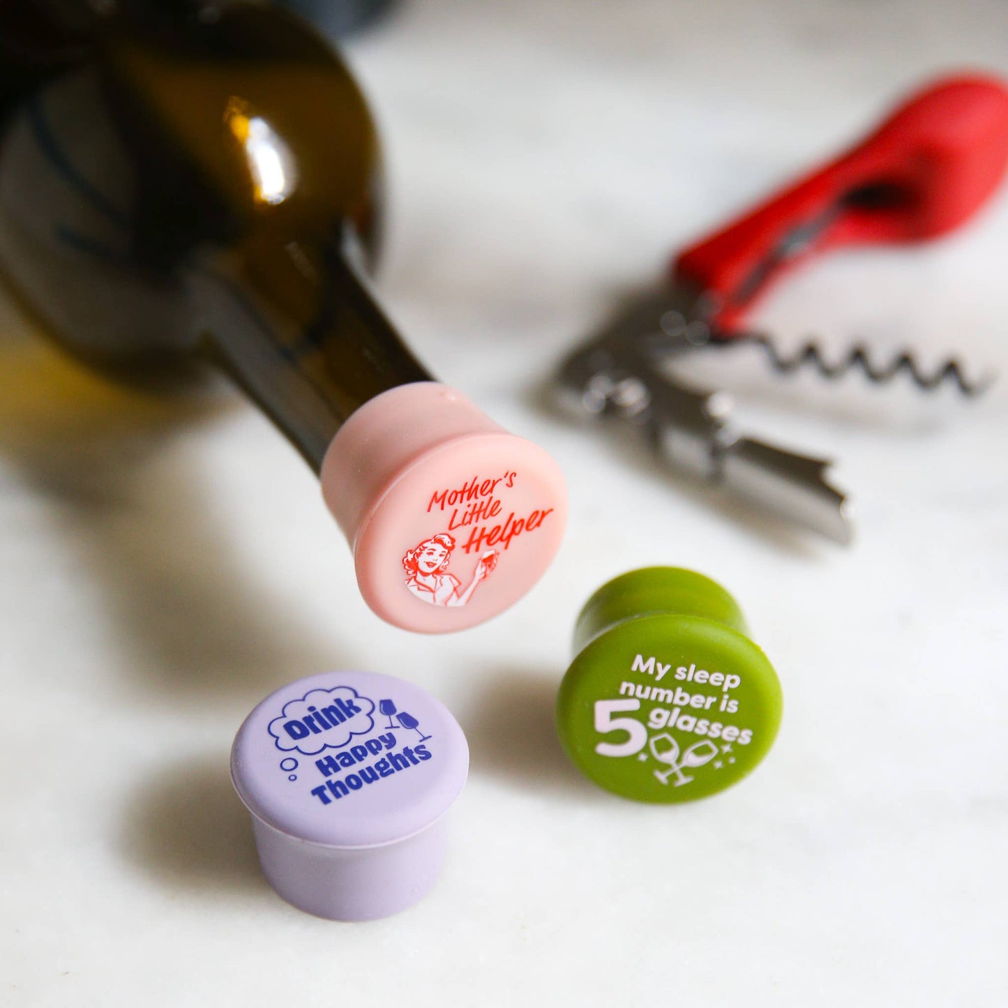 CapaBunga® - Wine Cap Counter Display | Retro Color Wine Stoppers