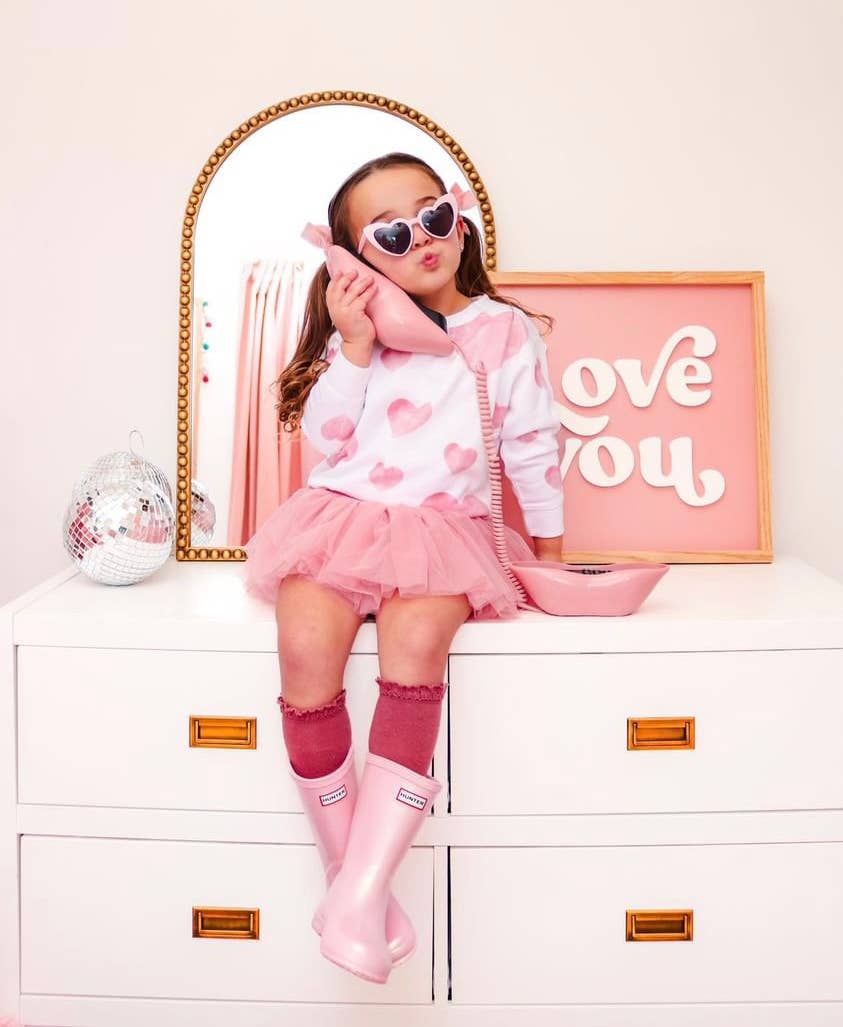Girls Watercolor Hearts Sweatshirt