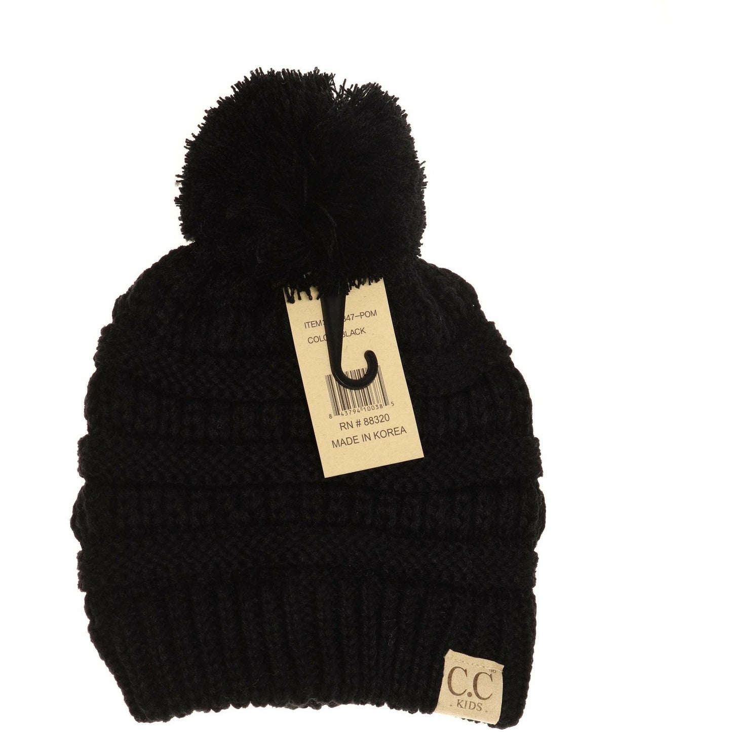 Kids Solid Pom CC Beanie
