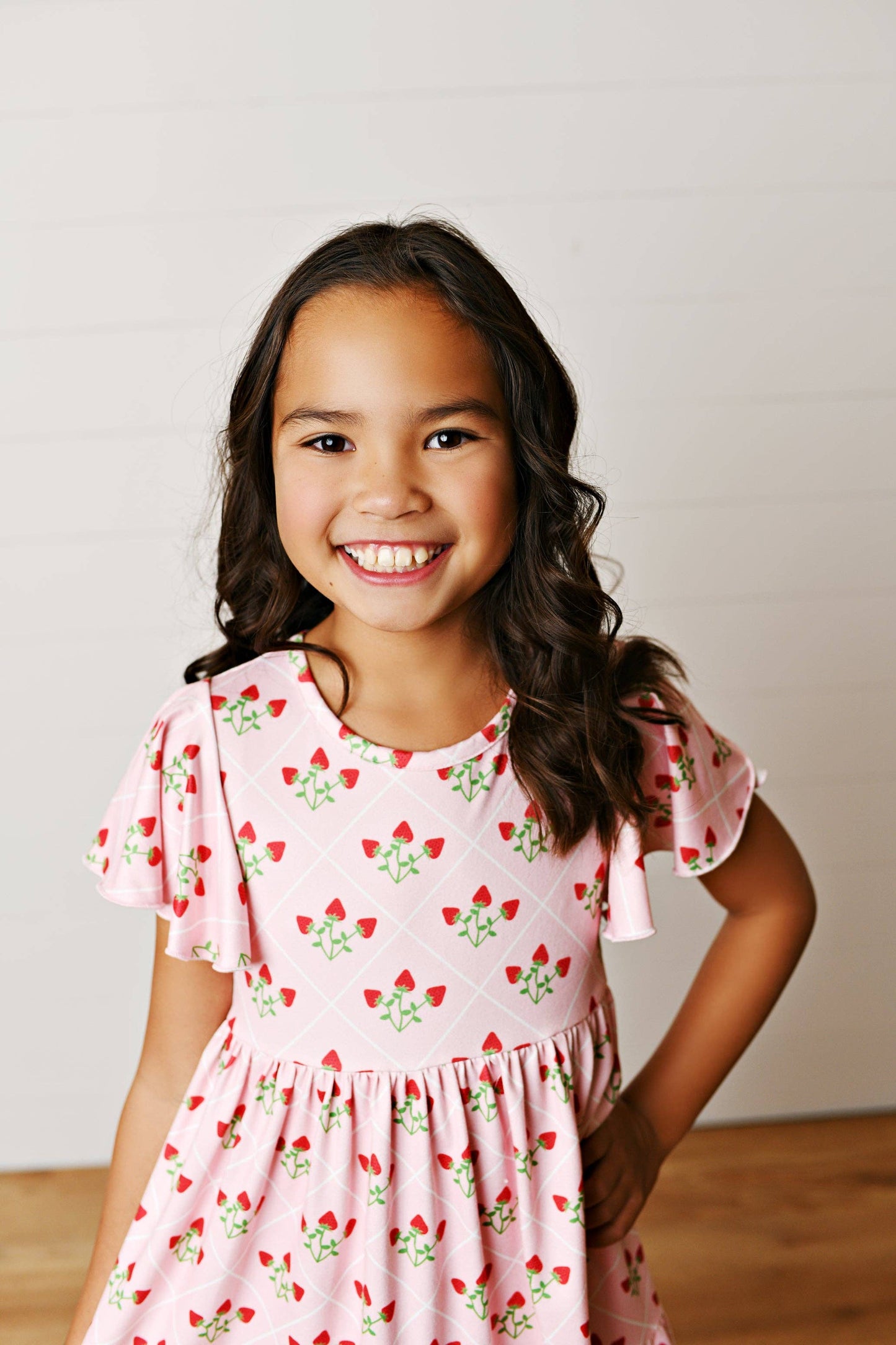 Strawberry Flutter Sleeve Dress