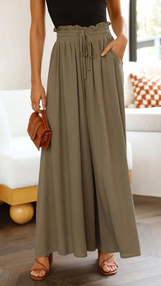 Wide Leg Pants-Flaxen
