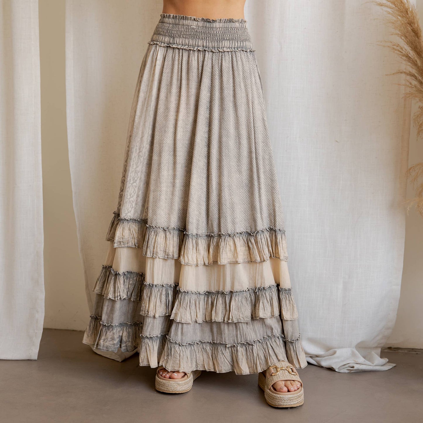 Ruffled Tiered Maxi Skirt