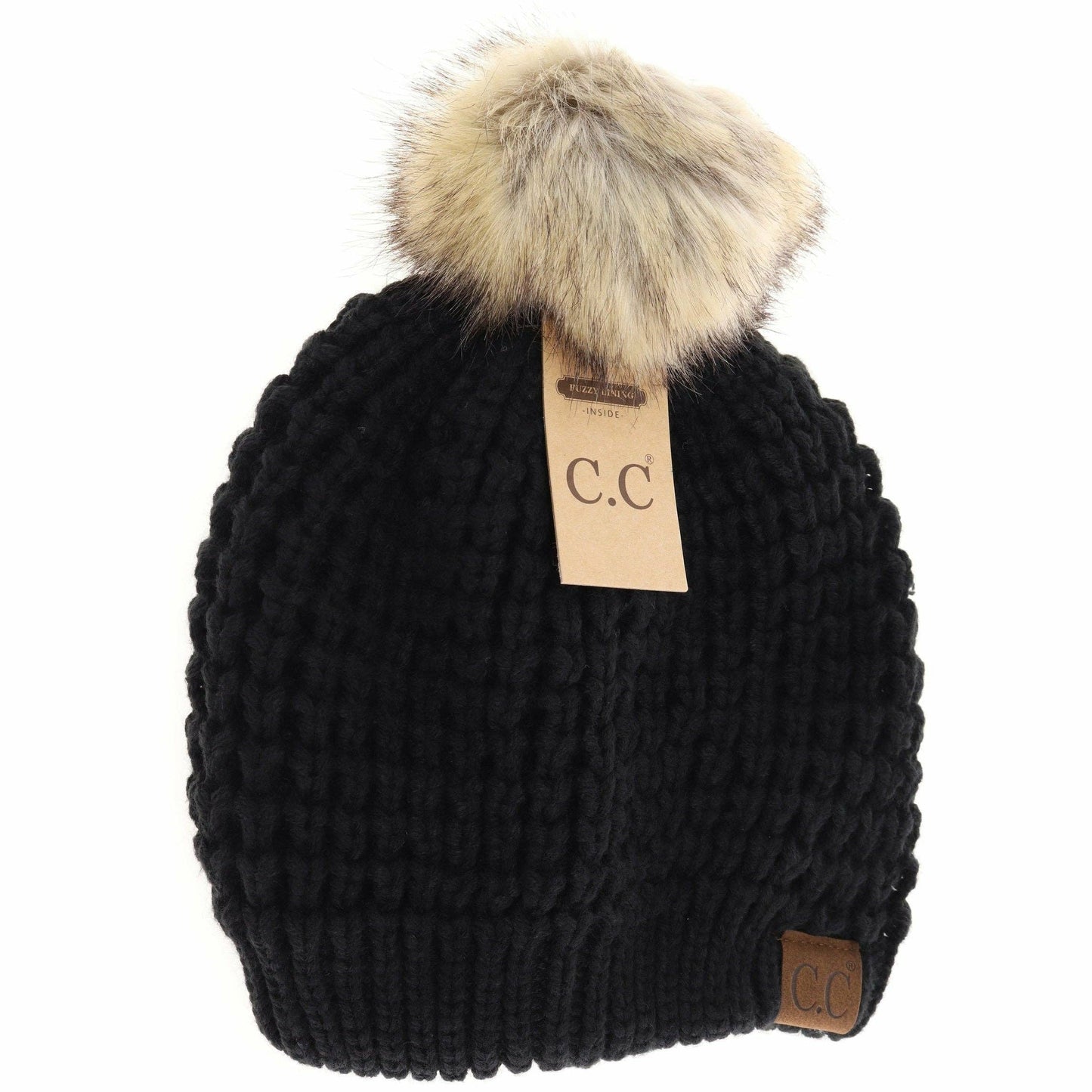 C.C Beanie Waffle Stitch w/Pom Pom