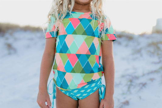 Diamond Rash Guard Swimsuit Set