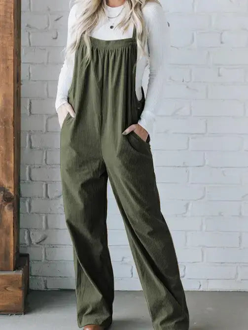 Cord Overalls-Olive