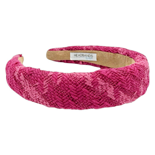 Padded Headband - Hot Pink Checked Woven