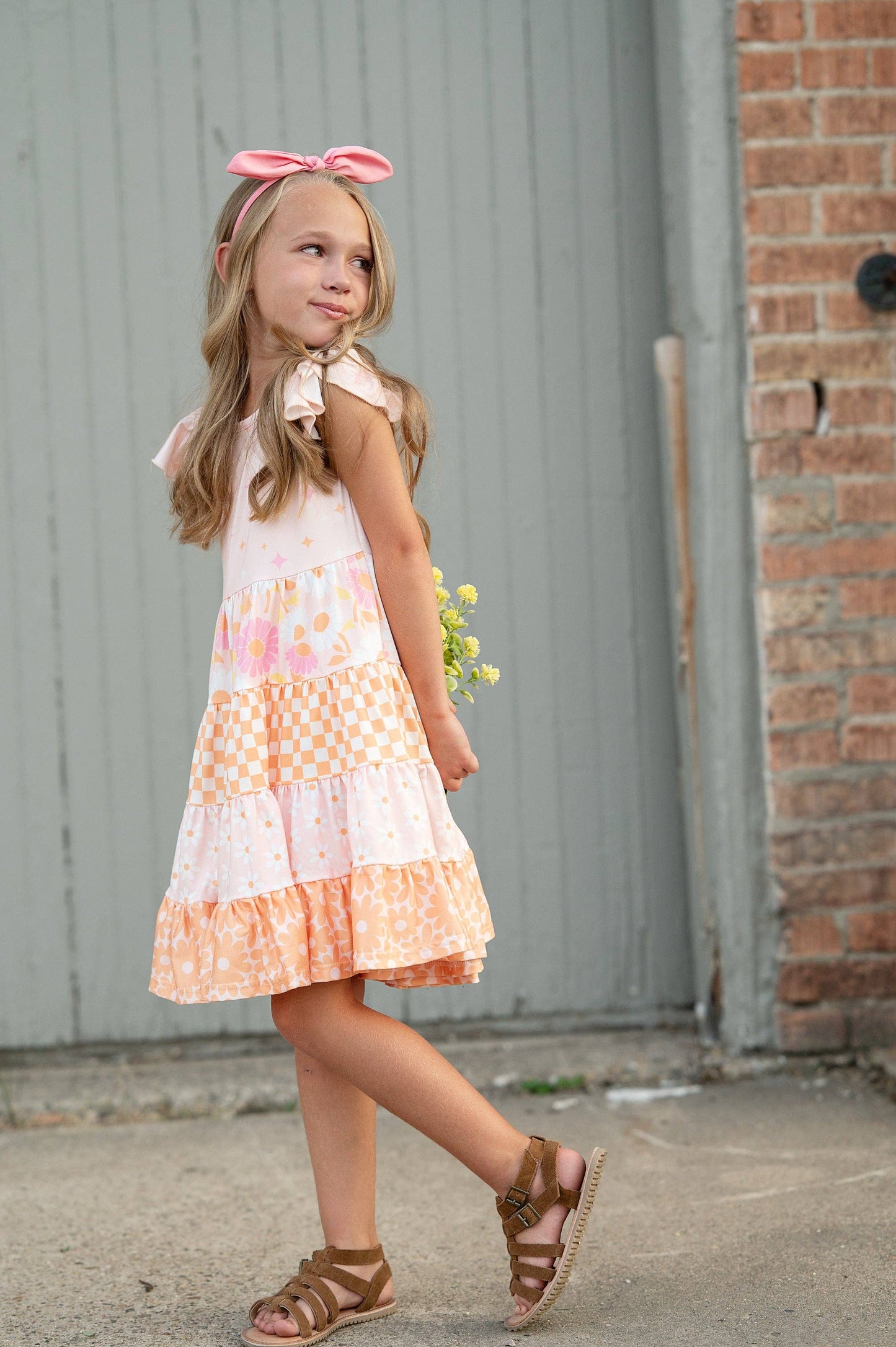 Pink & Tangerine Daisy Dress