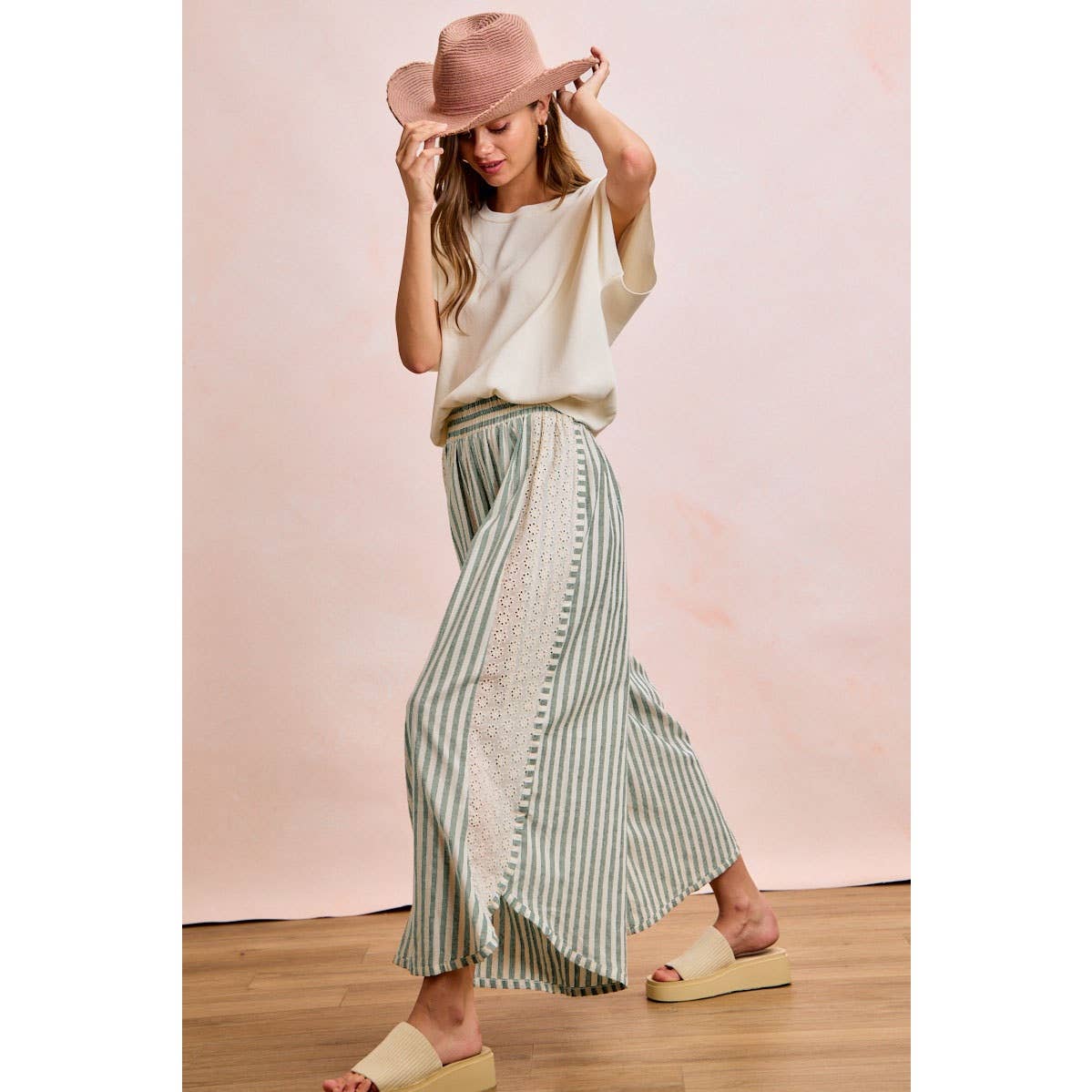 Wide Leg Pants w/eyelet lace