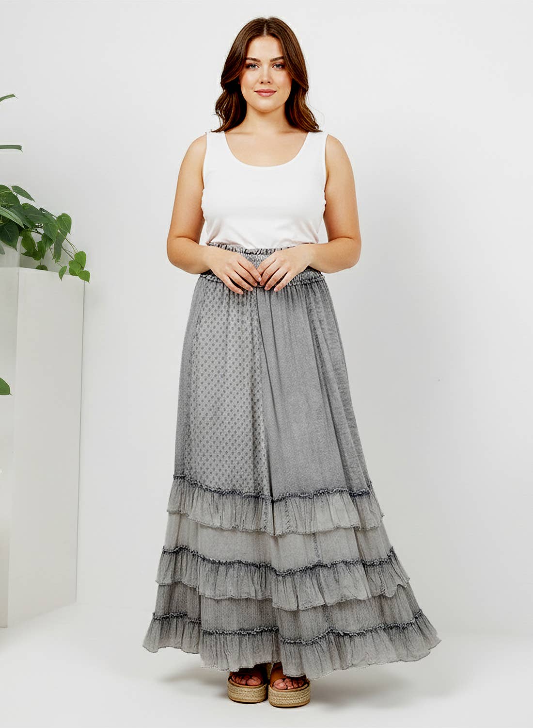 Ruffled Tiered Maxi Skirt