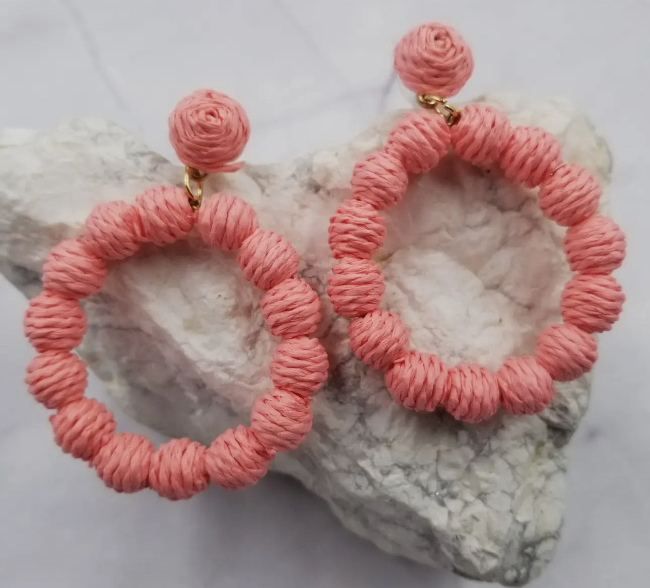 Straw Pom Pom Earrings