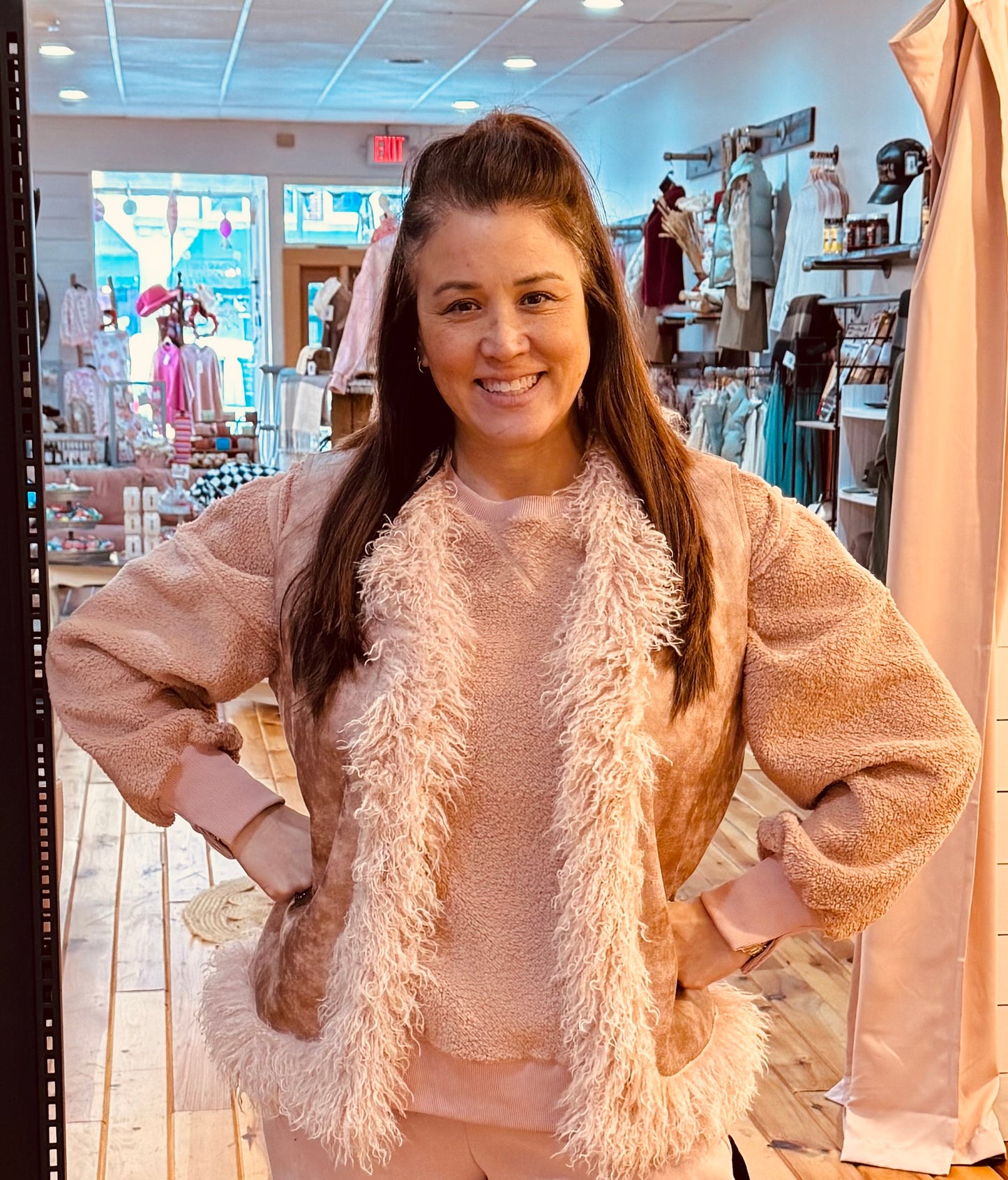 Sherpa Suede Boho Vest W/ Faux Fur