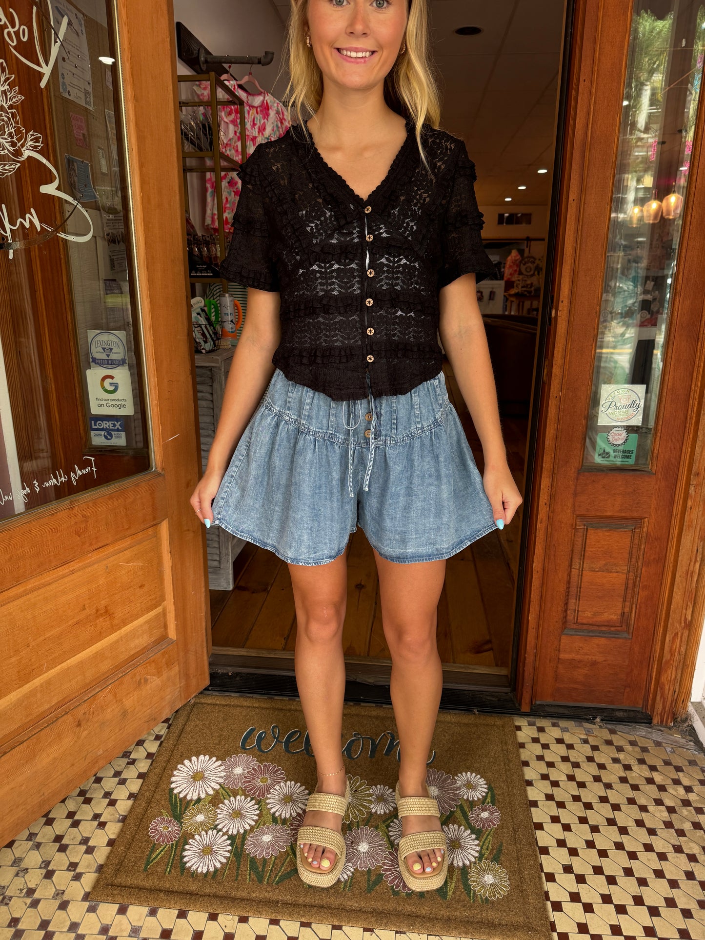 Chambray Flare Shorts - Very J
