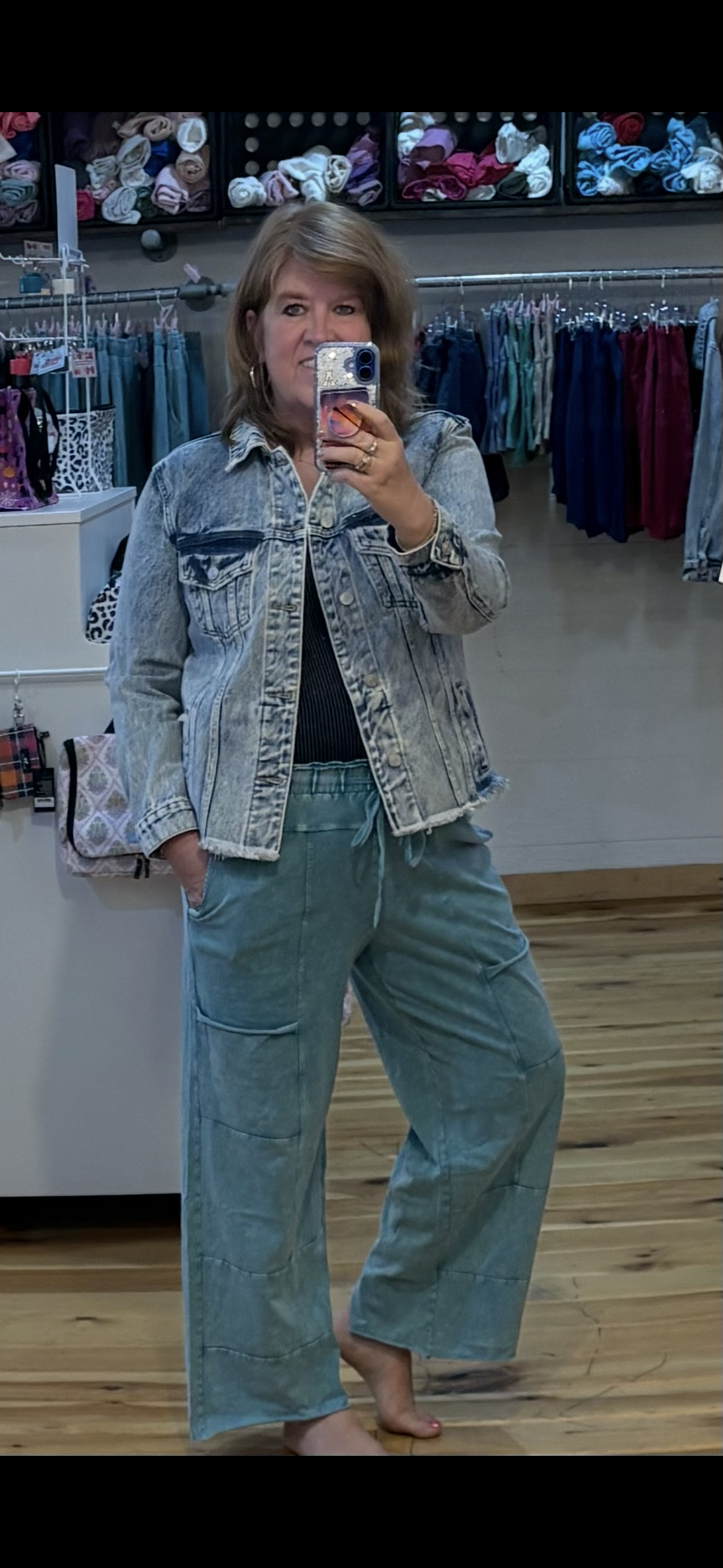 Mineral Washed Wide Leg Pants