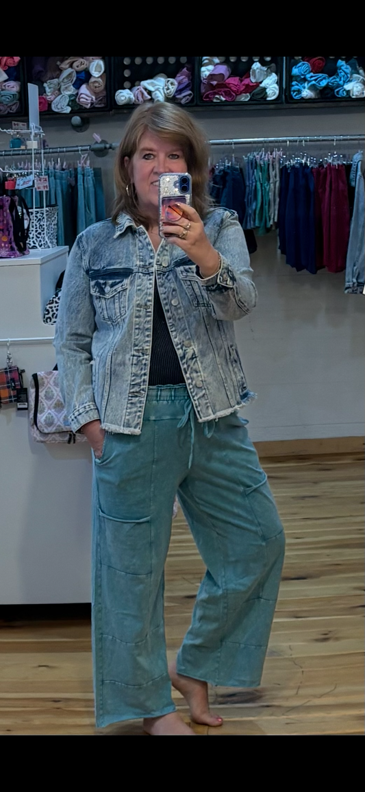 Mineral Washed Wide Leg Pants