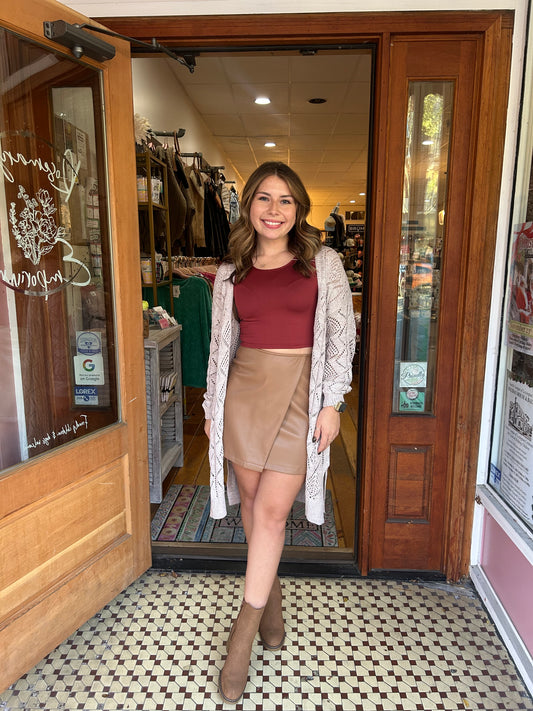 Olive Asymmetrical Leather Skirt